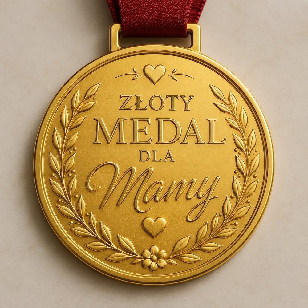 Przykładowa grafika AI — złoty medal dla mamy